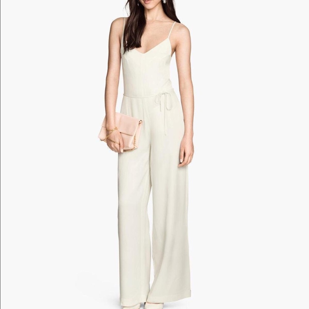 White H&M Wide Leg Jumpsuit, Size 8